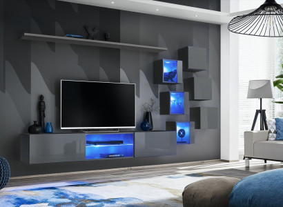 Luxus Möbel Set 8tlg Wohnwand Wand Regal 6x Wandschrank Neu Einrichtung